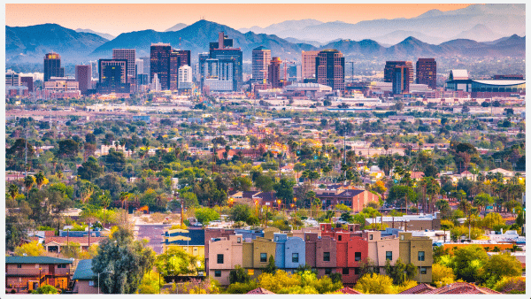 Phoenix cityscape view at dusk