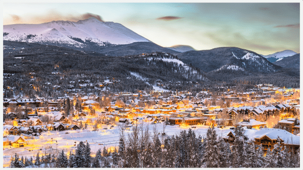 View of a Breckenridge Colorado Winter wonderland of a town