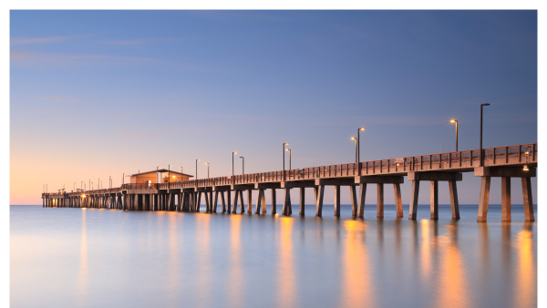 View of pier in the Gulf Shores of Alabama