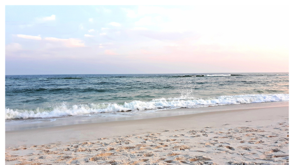 View of the ocean and waves at Orange Beach in Alabama