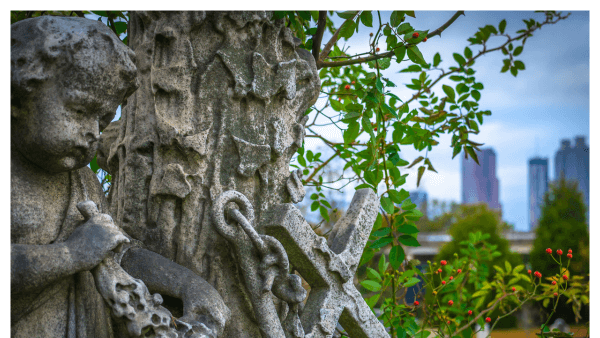 Close up of statue at Oakland Cemetary in Atlanta