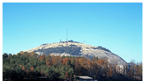 Distant view of Stone Mountain near Atlanta