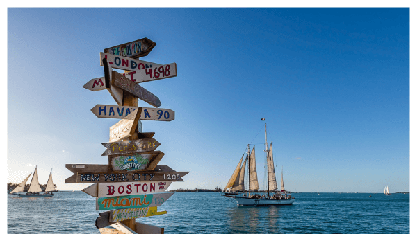 Photo of directions signs in Key West FL