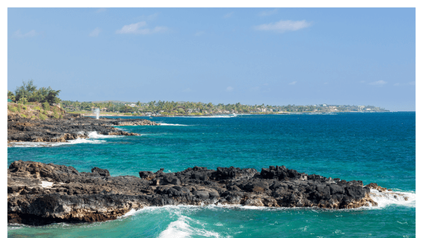 Rocky coastline in Koloa