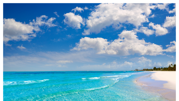 View of Fort Myers Beach with crystal clear water