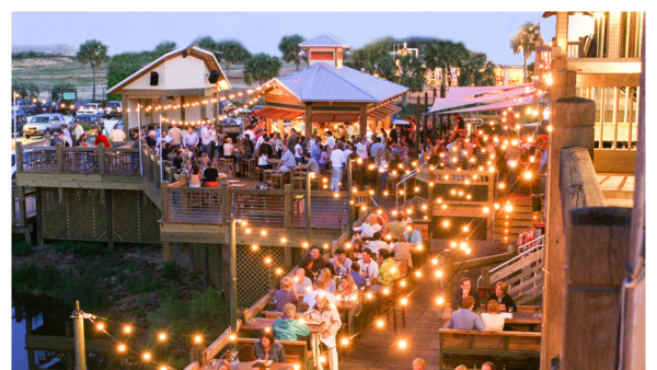 View of The Fish House restaurant outside dining area