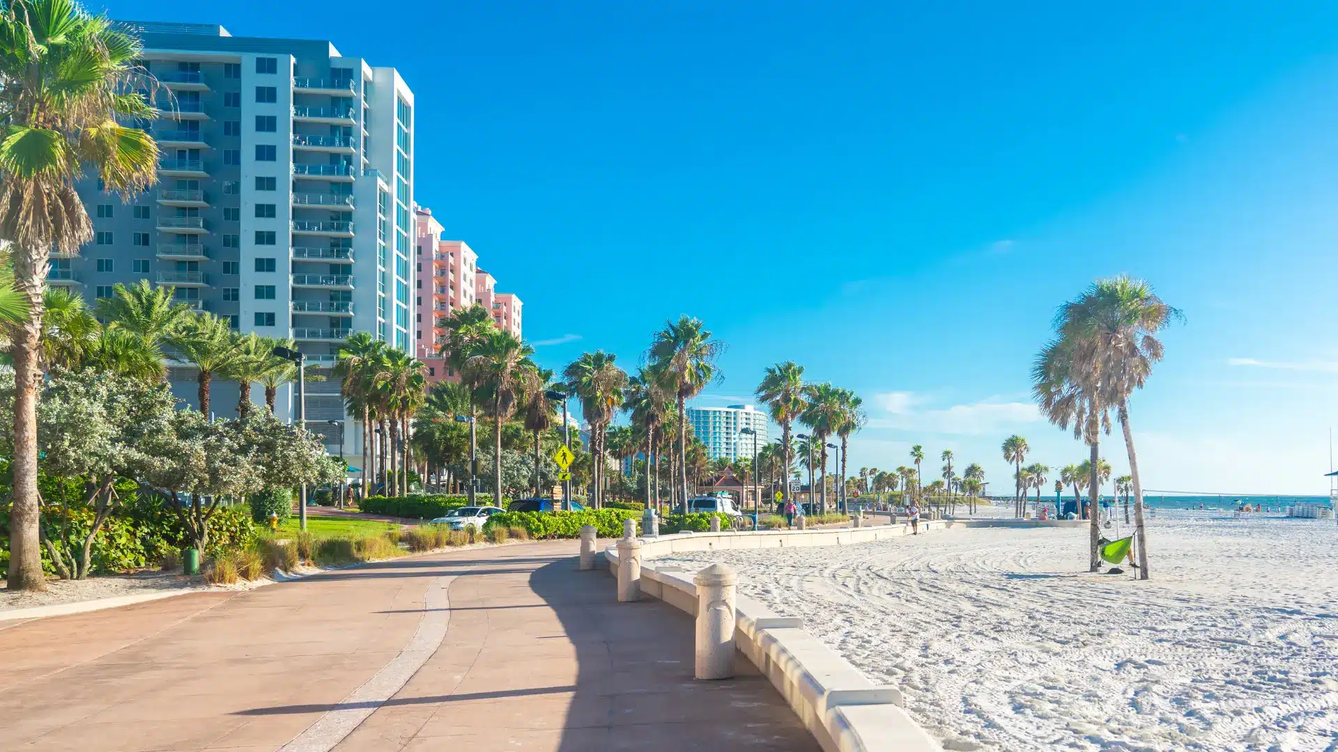 Walking path along Clearwater Beach, Florida shoreline