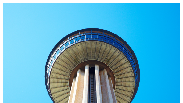 View looking up at the Tower of the Americas in San Antonio