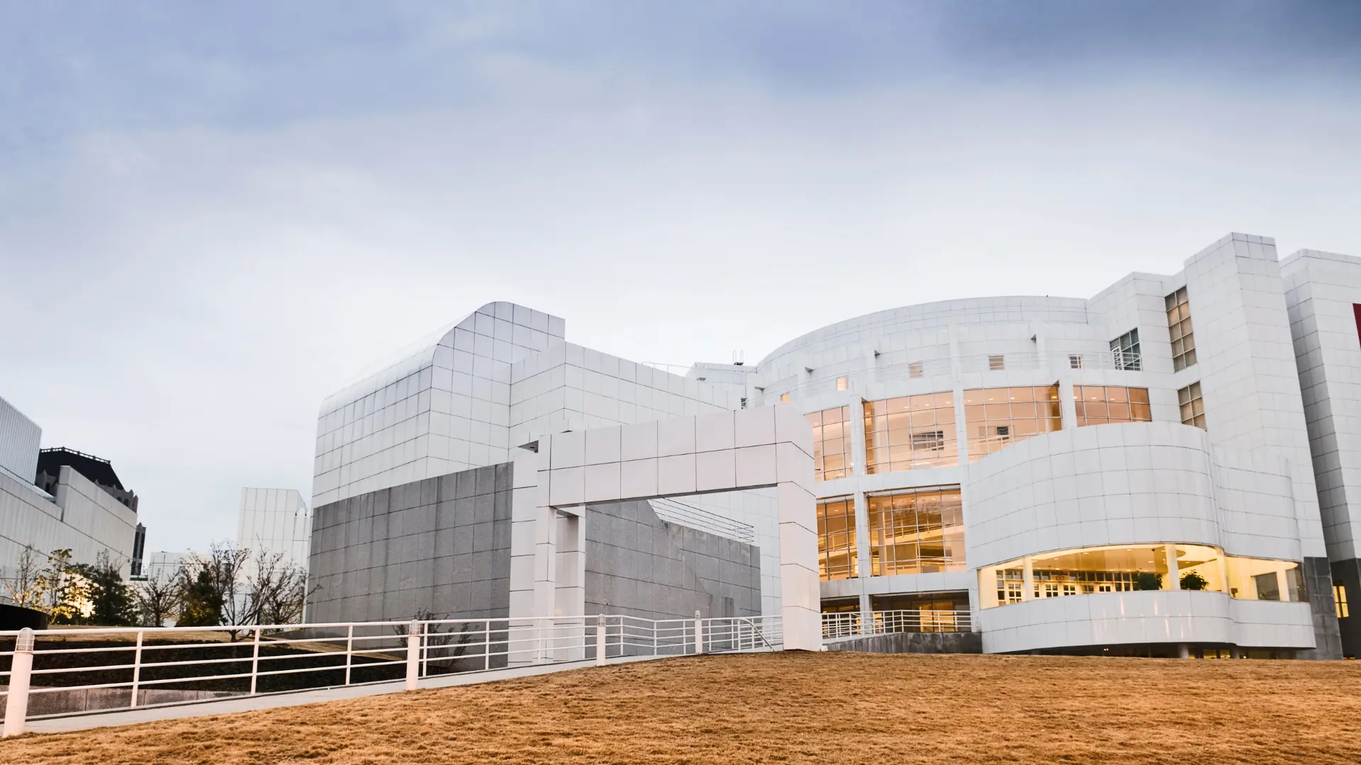 View of modern white museum in Atlanta Georgia