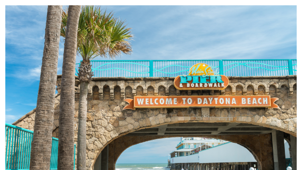 View of sign over bridge in Daytona Beach, FL