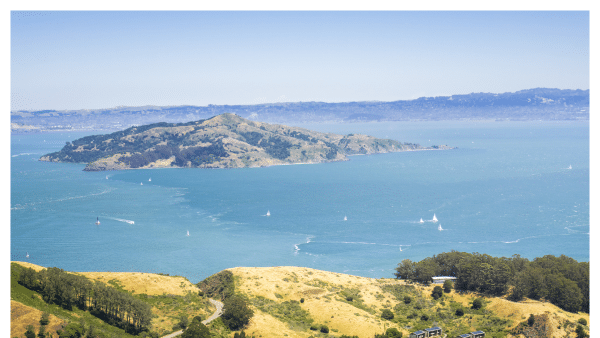 Aerial view of San Francisco bay from Angel Island State Park