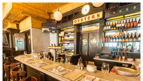 View of a bar inside the Superior Seafood & Oyster Bar