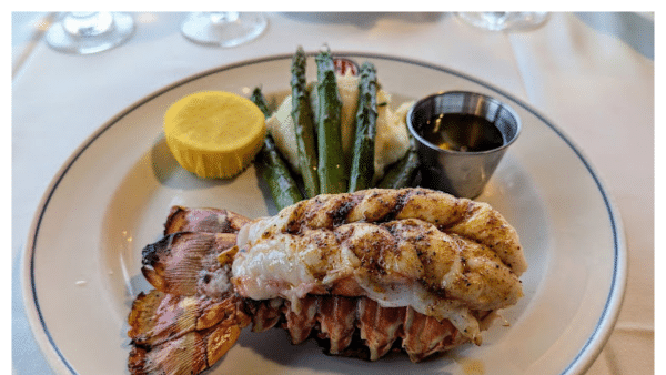 View of a lobster dish from A&B Lobster House in Key West