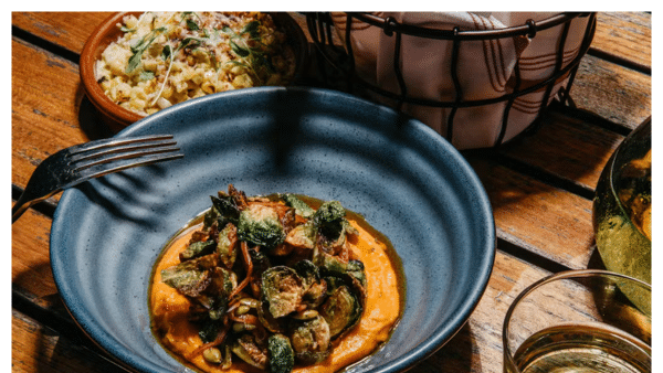 View of plated dish with brussel sprouts from Nada in Cincinnati