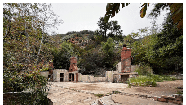 View of remnants of old homes along the Solstice Canyon Trail