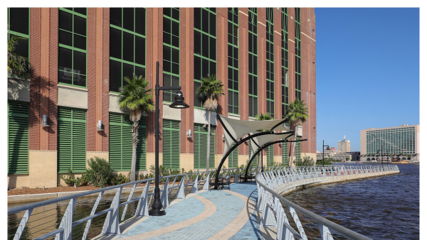 View of the Jacksonville FL riverwalk during the day