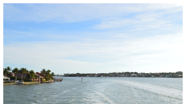 View of the Naples Florida bay from a boat