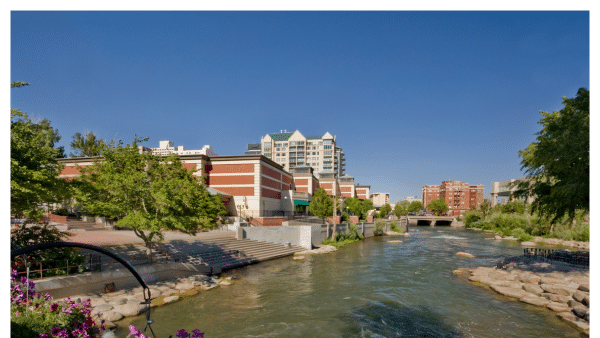 View of the Truckee River near Wingfield Park in Reno