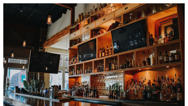 View of the cocktail bar at Alchemy in Memphis