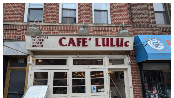 View of the front of Cafe Luluc in Brooklyn