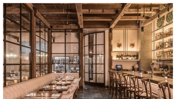 View of the interior dining room at the Guild House in Columbus