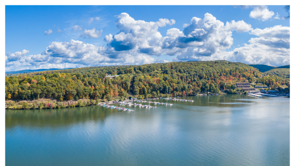 Aerial view of Cheat Lake in West Virginia