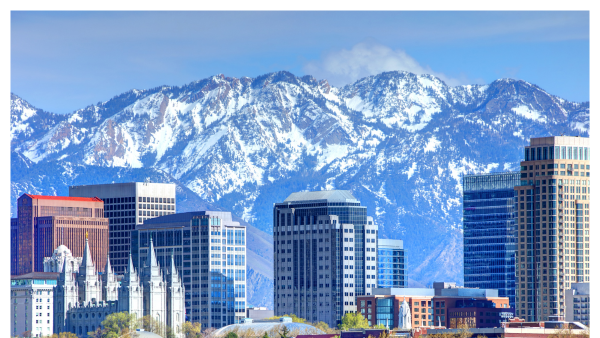 Distant view of the Salt Lake City, Utah skyline