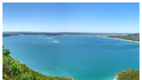 View of Lake Travis near Austin on a clear day