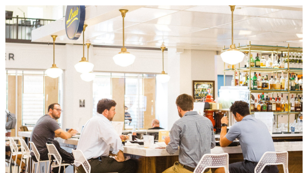 View of people eating at Pizitz Food Hall in Birmingham