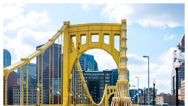 View of the Pittsburgh seen from the Roberto Clemente Bridge