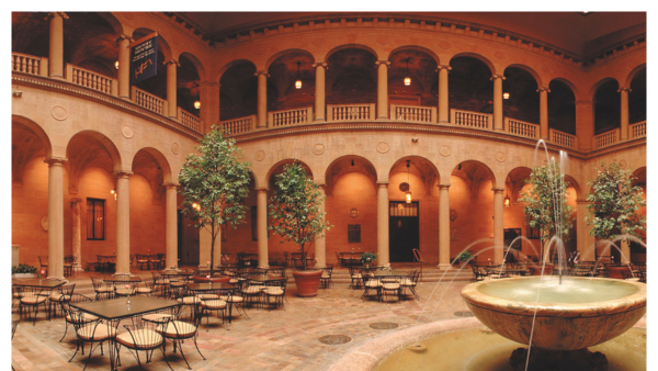 View of the Rozelle Court dining area at Nelson-Atkins Museum of Art