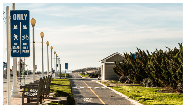 View of the Virginia Beach boardwalk and bike path