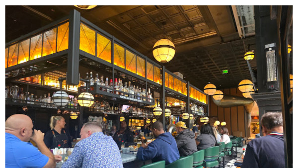 View of the interior bar at Saltine restaurant in Norfolk