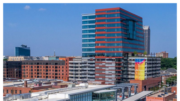 View of the warehouse district in downtown Raleigh