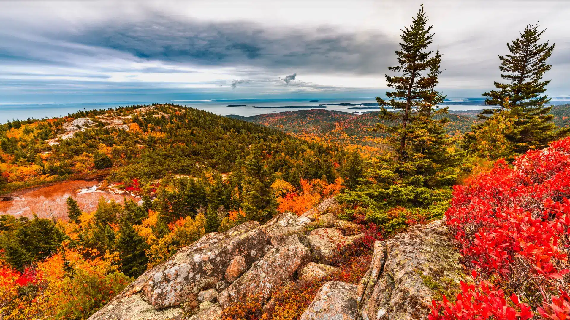 View from Cadillac Mountain in Acadia National Park in Maine