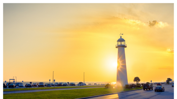 View of the Biloxi Lighthouse during the sunset