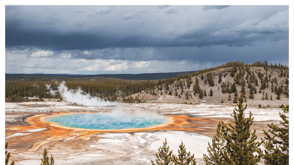 View of the Grand Prismatic Spring in Yellowstone National Park