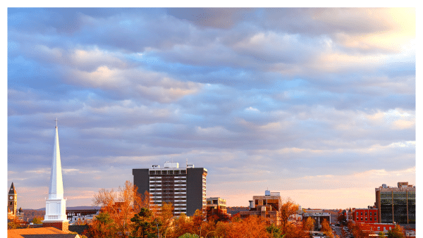 View of the downtown skyline in Fayetteville Arkansas