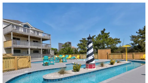 View of the outside of Rio Rodanthe and lazy river in the Outer Banks