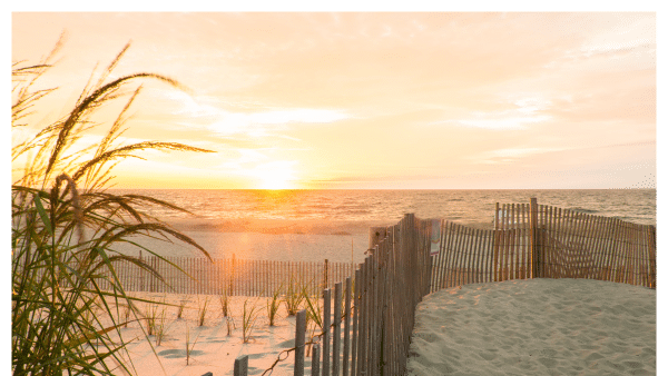 View of the sunrise at South Bethany Beach in Delaware